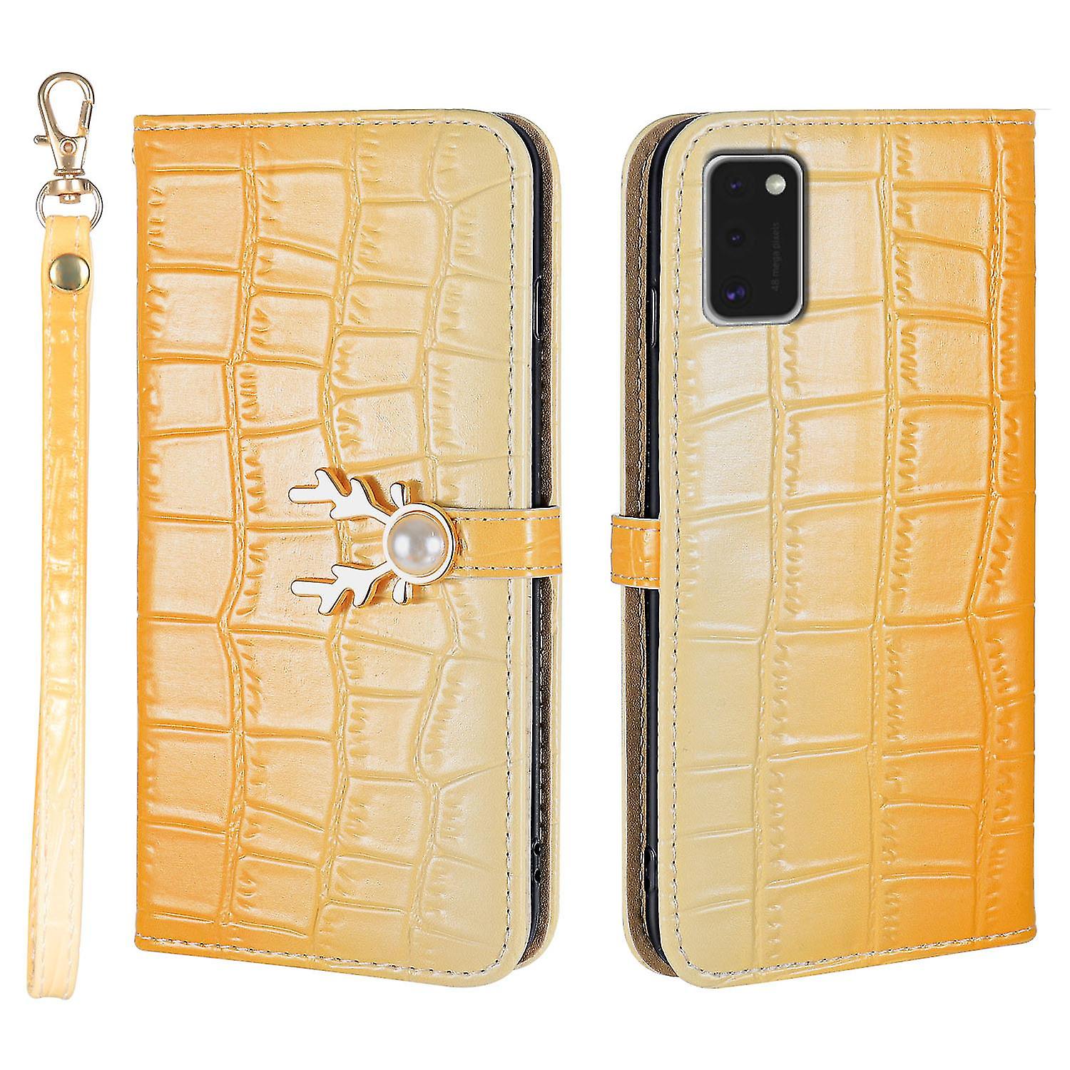 Elk Pattern Phone Case For Samsung Galaxy A41 With Card Holder, Lanyard, Pu Leather Material, Wallet Function, Corner Fall Protection