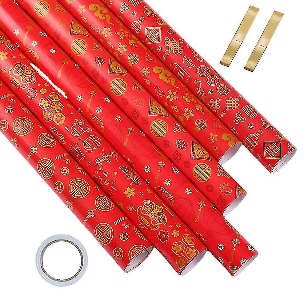 Present Gift Wrapping Paper Sheets Set Of 6,spring Festival Chinese New Year Diy Gift Red Wrapping