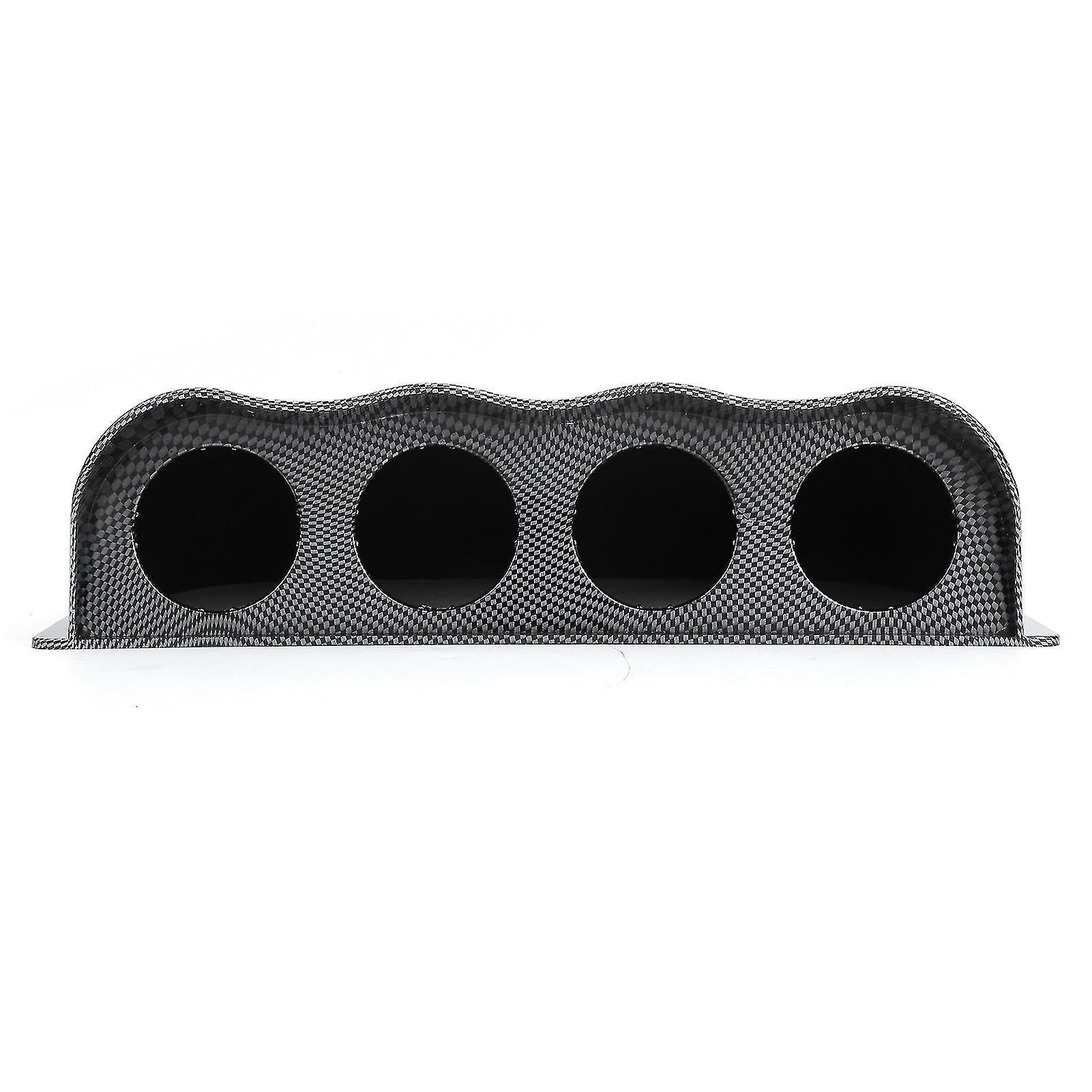 Universal 4hole Gauge Mount Holder Quadruple Dash Meter Pod Instrument Panel Cover Carbon Fiber Style
