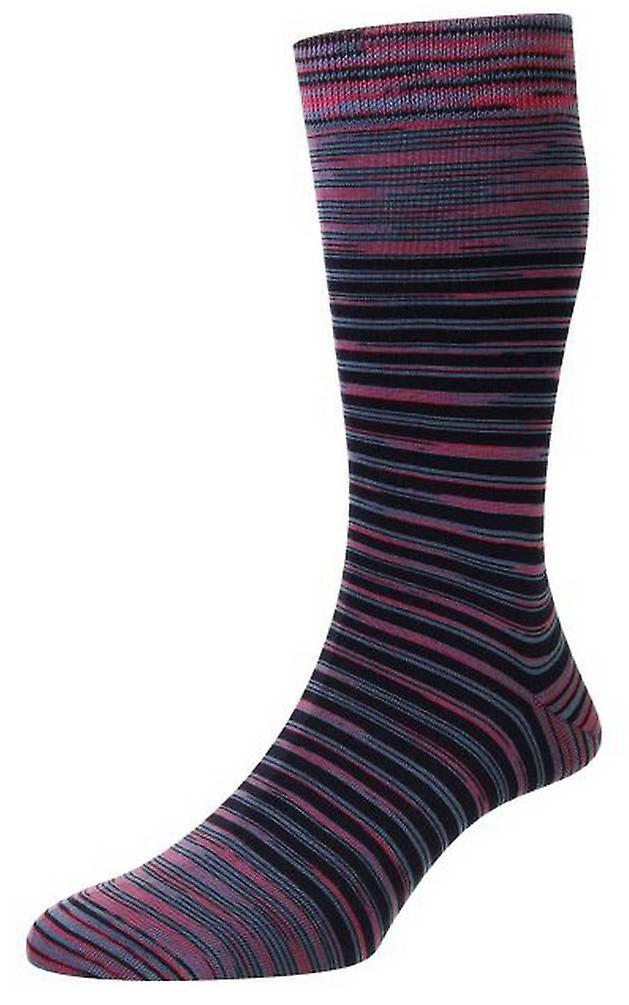 Pantherella Aurelia Space Dye Stripe Organic Cotton Socks - Fuchsia Multi/Pink