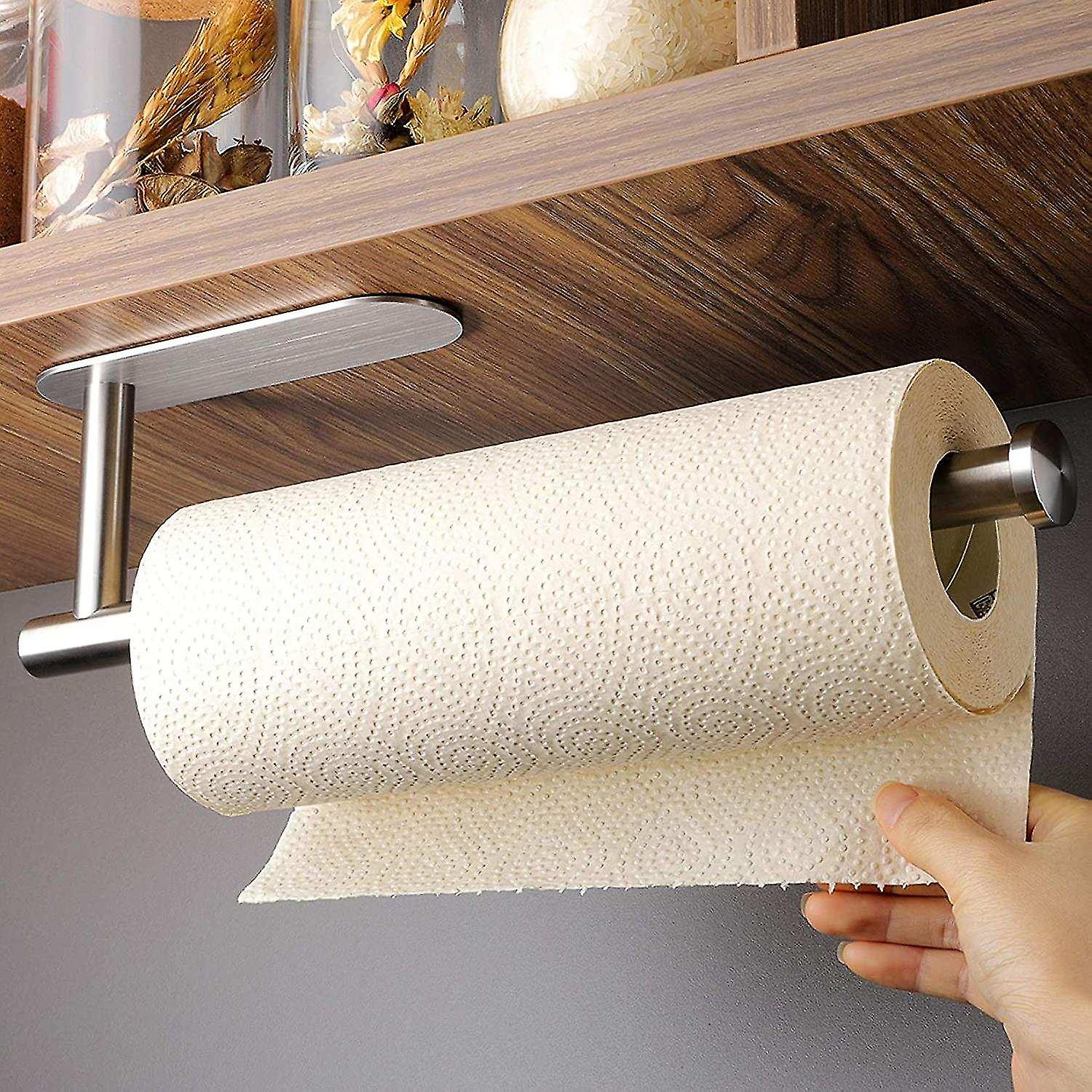 Kitchen Roll Holder Without Drilling - Paper Roll Holder Self-adhesive Practical Roll Holder Under T