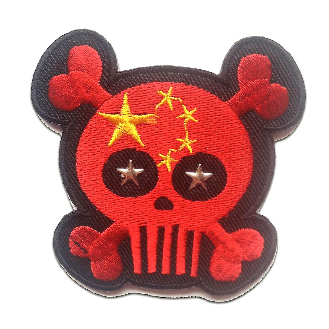 Patch - Skull Skeleton - red - 7.5 x 7.7 cm - Iron-on patch