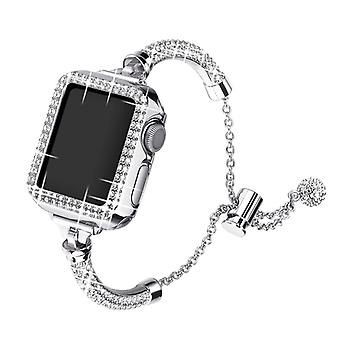 For Apple Watch Series 3/2/1 42mm Metal Bracelet Watchband Strap+Hollow Out PC Protective Watch Case