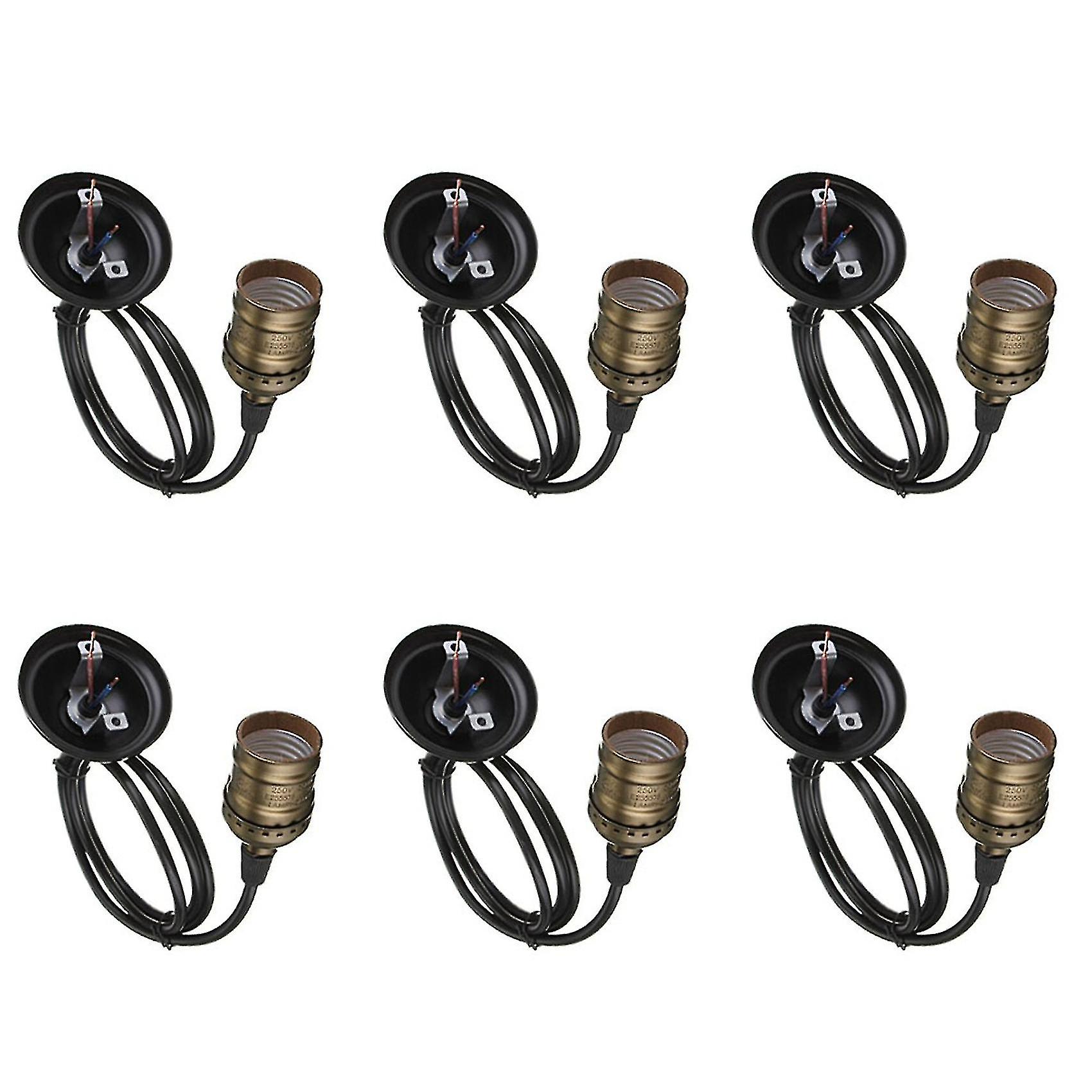 6x Vintage Lamp Light Base Socket Holder E27 Screw Bulbs -suitable For Bare Bulb Features With Wire