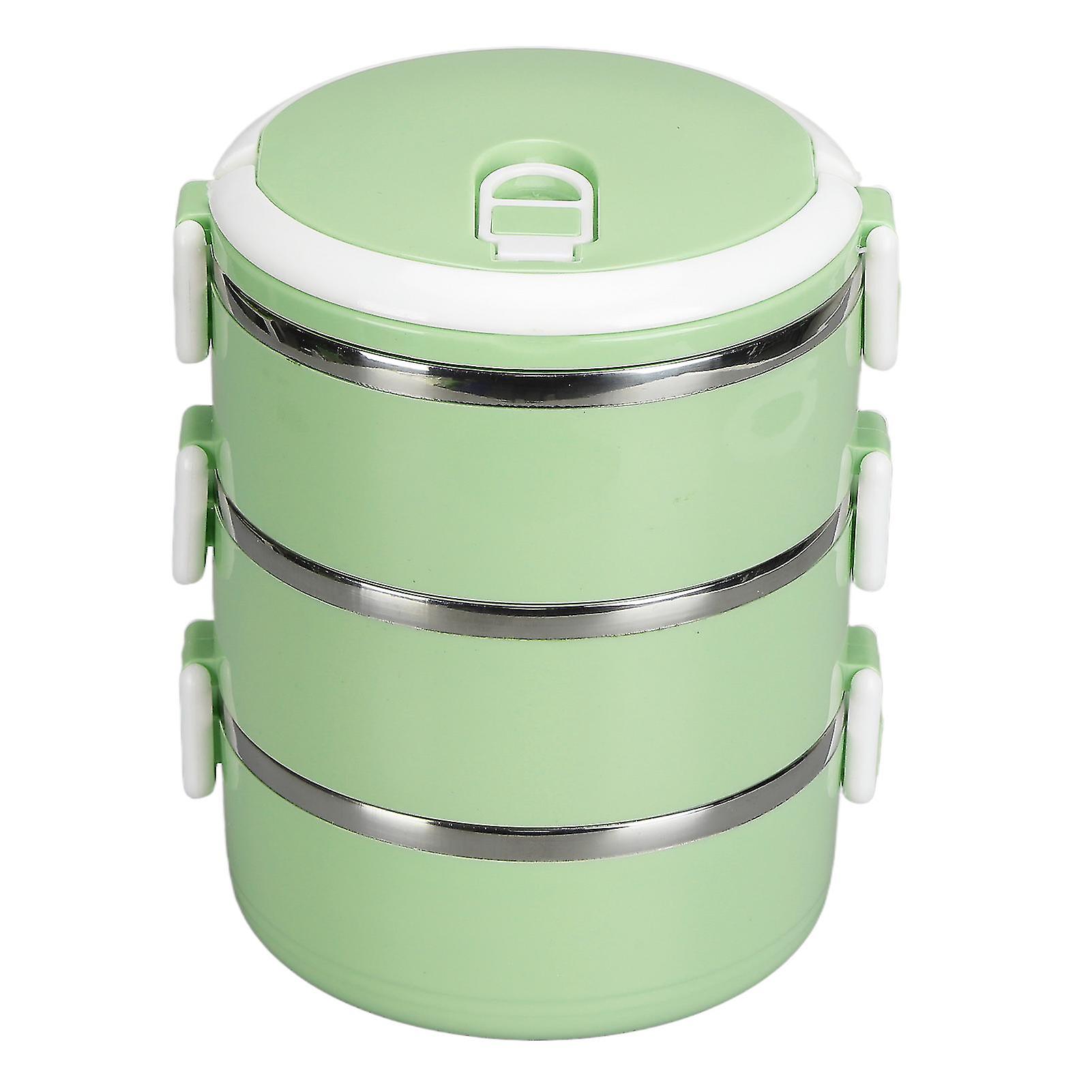 Portable 304 Stainless Steel Thermal Lunch Box Thermal Cylinder Lunch Container Food Storage Containers for School Office OutdoorThree Layers Nordic G