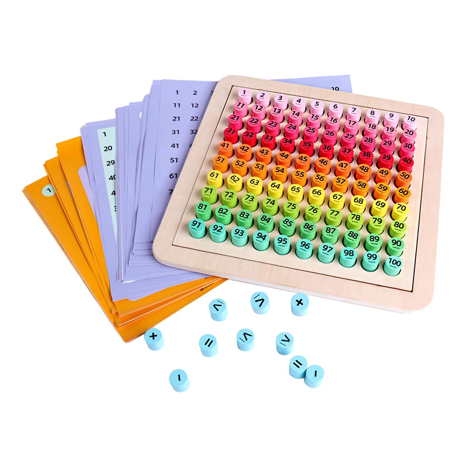 Wooden Addition Table Board 1 ~ 100 Numbers for Holiday Nursery Beginners