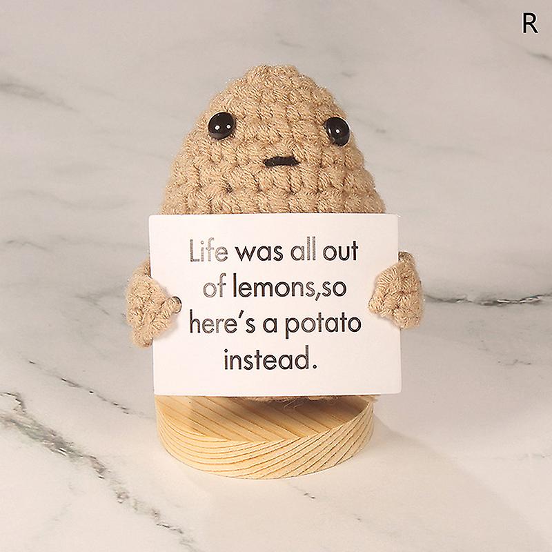 Funny Positive Potato Cute Wool Knitting Doll With Positive Card Knitted Doll