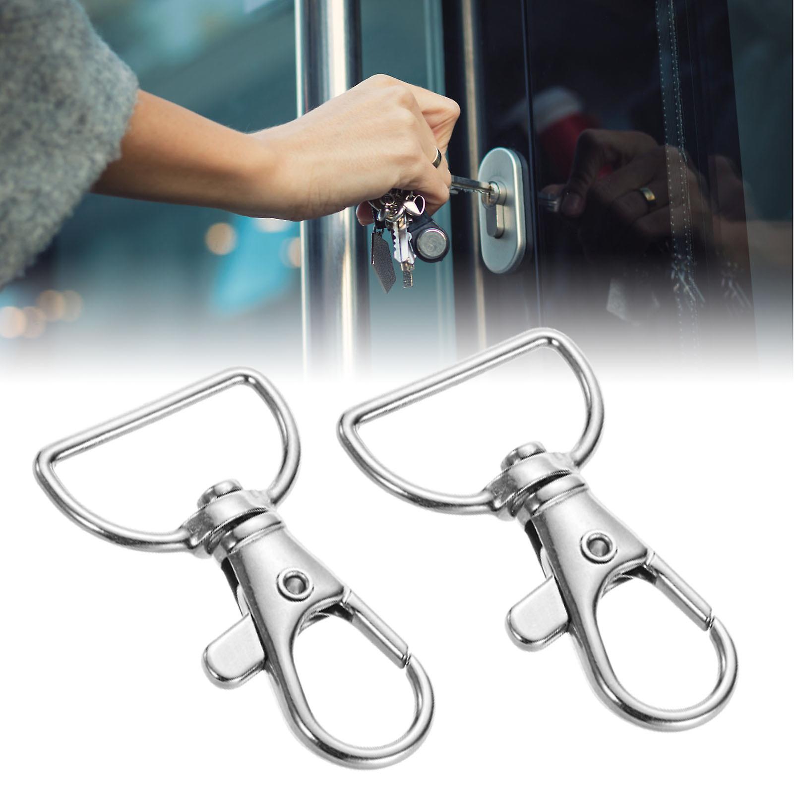 60PCS Silver White D Ring Clasp 38.5mm Keychain Hook