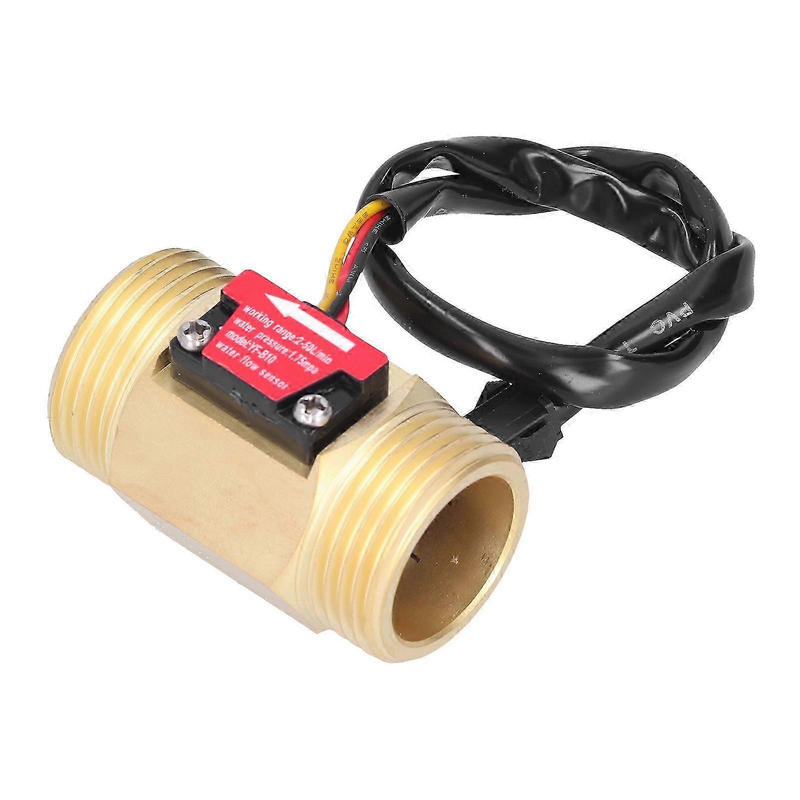 Qukaim Counter Water Sensor Meter, 1.3in Brass Male Thread, Water Counter for Swimming Pool Pipe, Accurate Measurement, Durable Construction