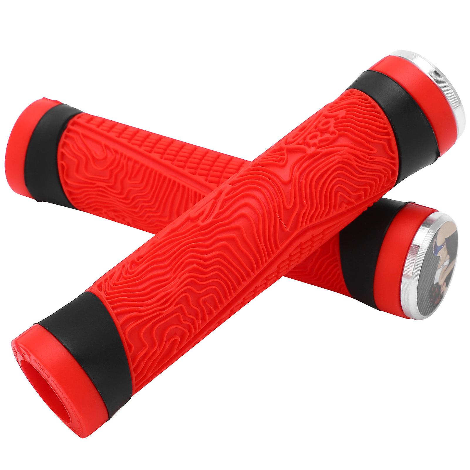 MTB Bike Handle Silicone Grips Bicycle Flat Handle Bar End Plugs Handle Cover GripsRed
