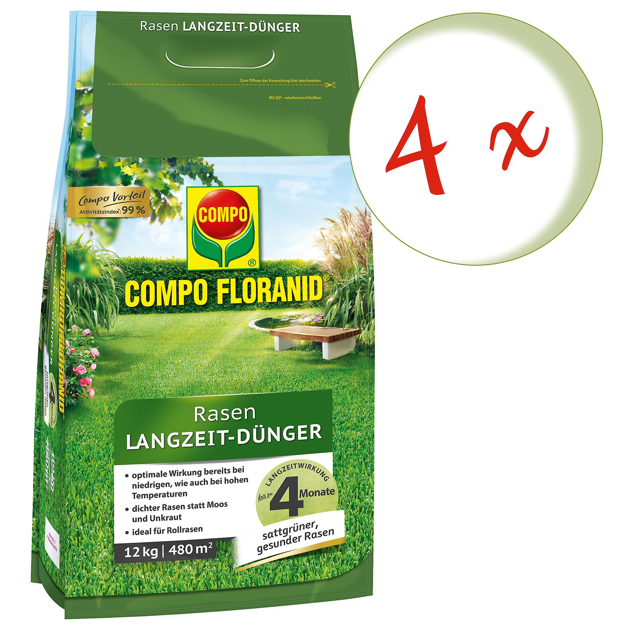 4 x COMPO Rasen Langzeit-Dünger Perfect, 12 kg