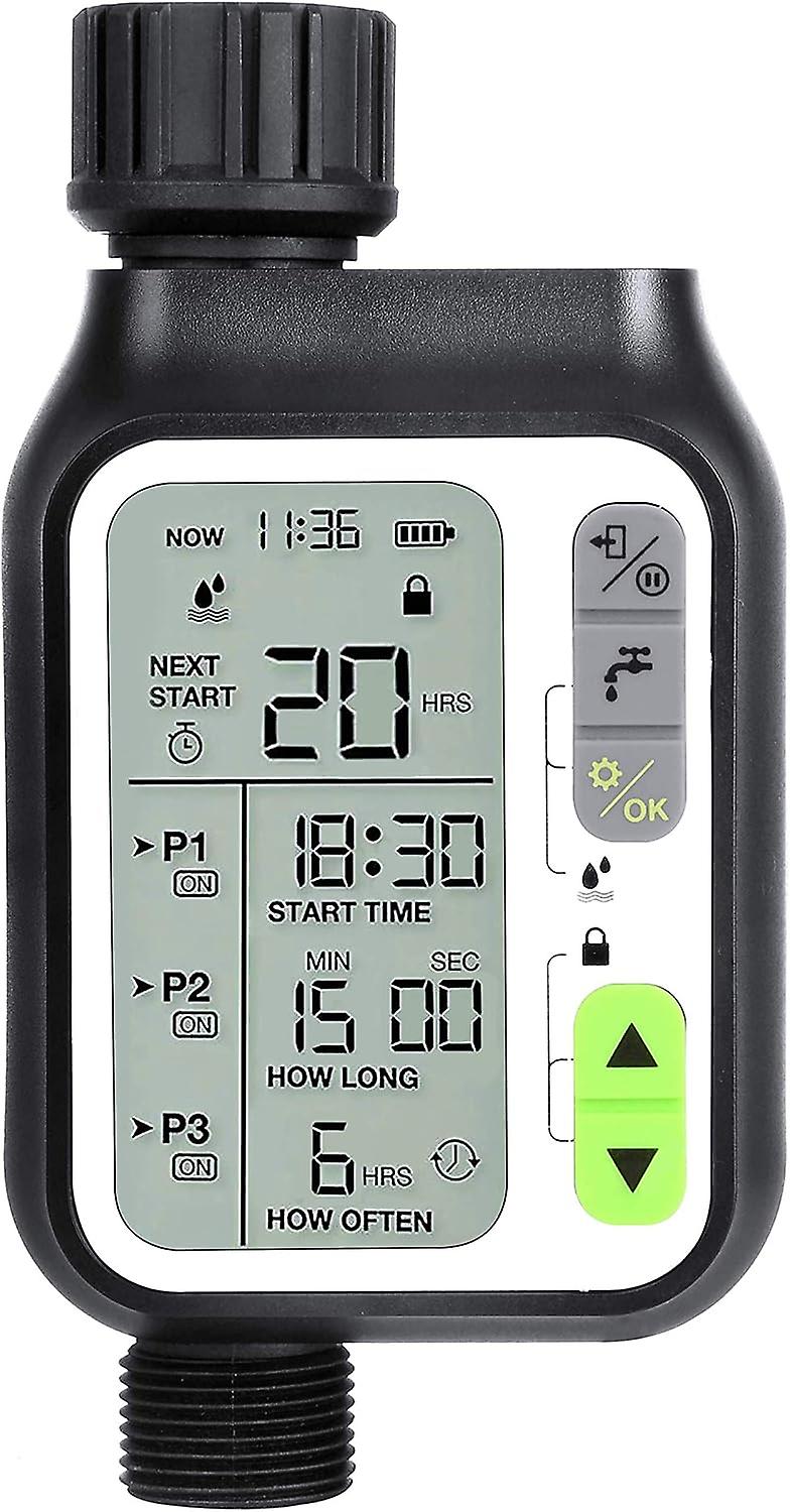 Water Timer,Automatic Watering Timer with 3 Separate Irrigation Systems/Automatic Rain Sensor/Child Lock Mode
