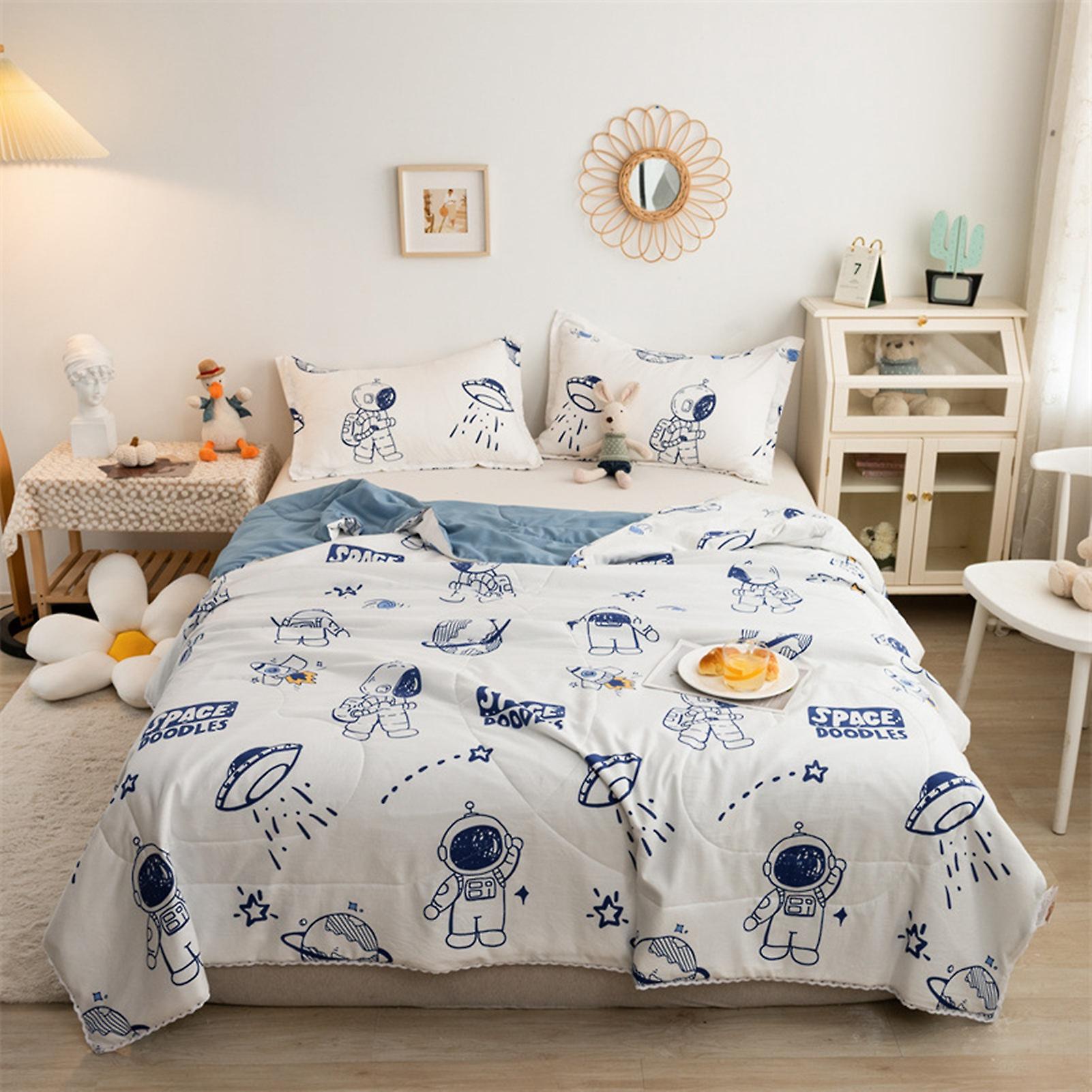 Lightweight Washed Cotton Summer Comforter with Dual-Color Design, 150x200cm, Machine Washable