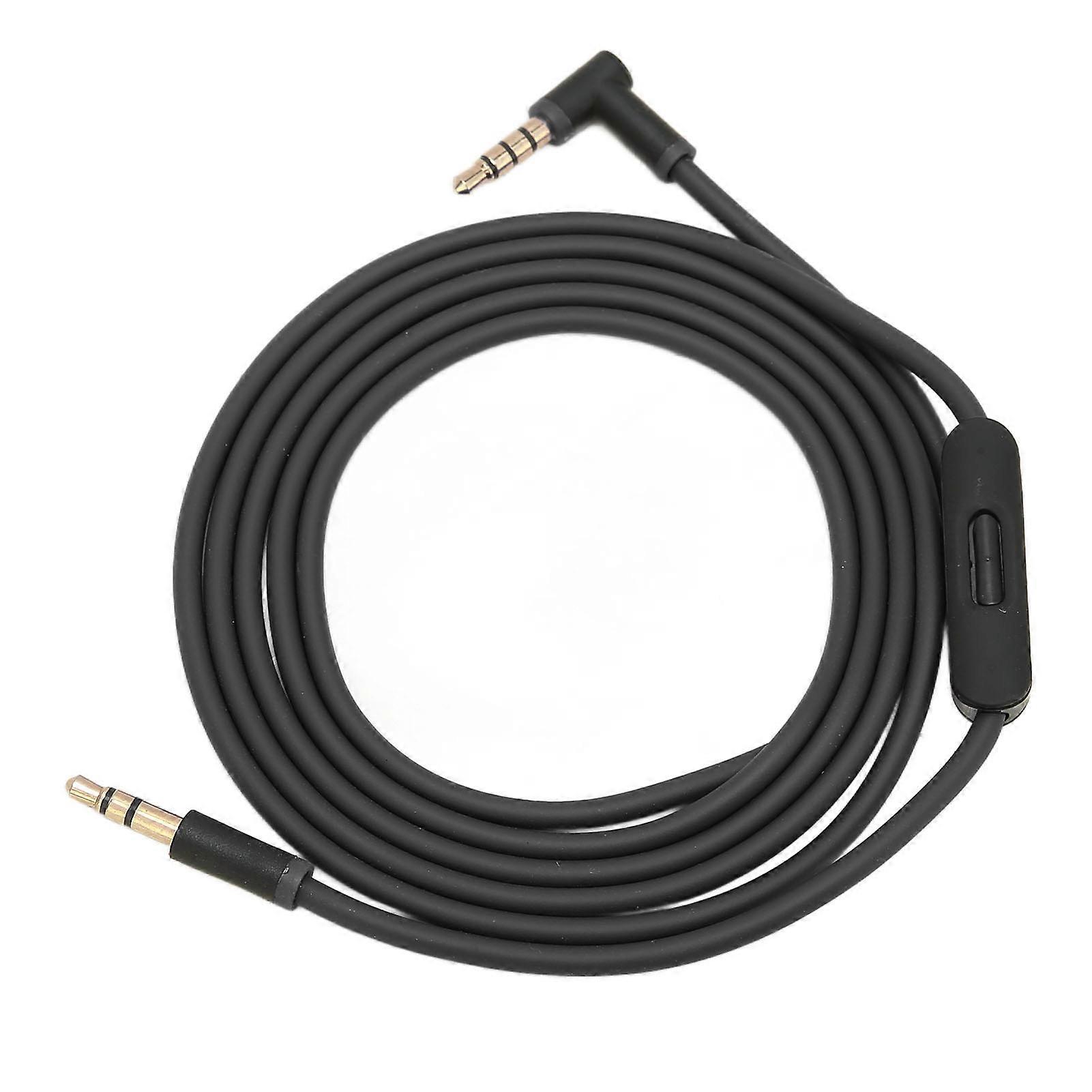 Replacement Audio Cable with Inline Microphone and Track Control Portable Audio Cable for HeadphonesBlack
