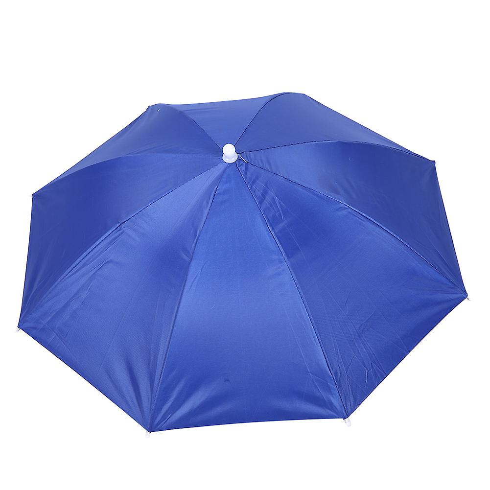65cm Sunscreen Windproof Head Mounted Umbrella Top Folding Hat Umbrella(Royal Blue)