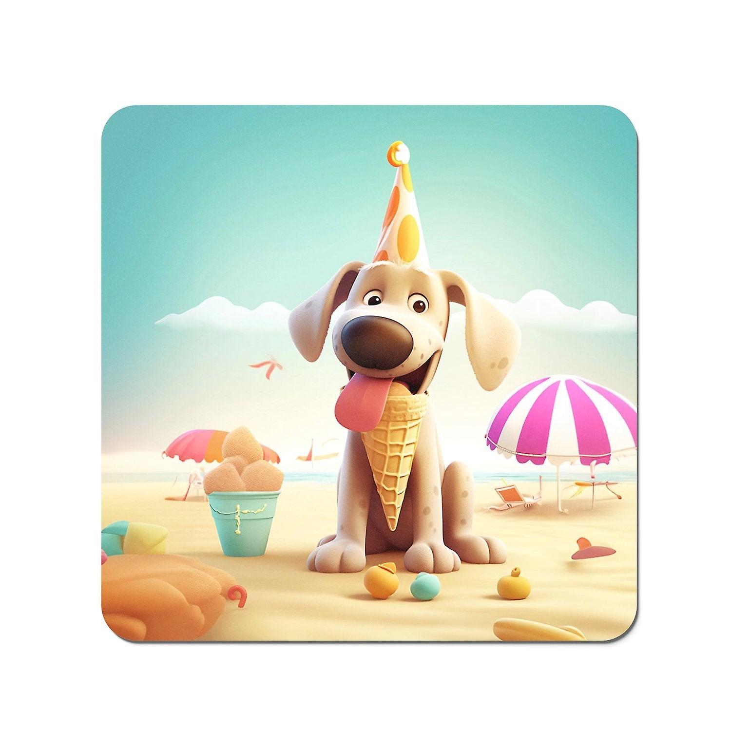 Dog  On A Beach Holiday Coasters