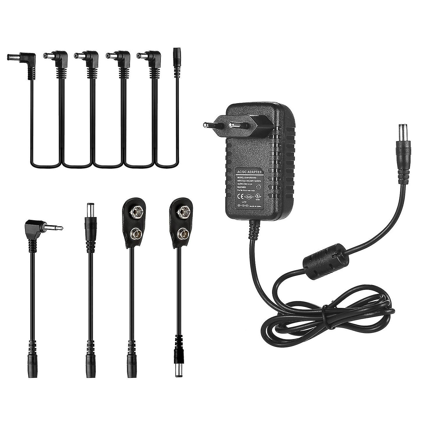 Caline CP-07A Guitar Effects Power Supply Adapter DC 9V 1A with 5-Way Daisy Chain Cable Reversed Pol