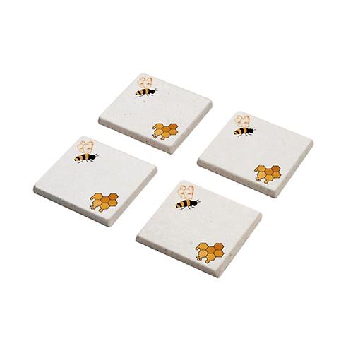 Bee Printed Stone Coaster Set for Housewarming Gift