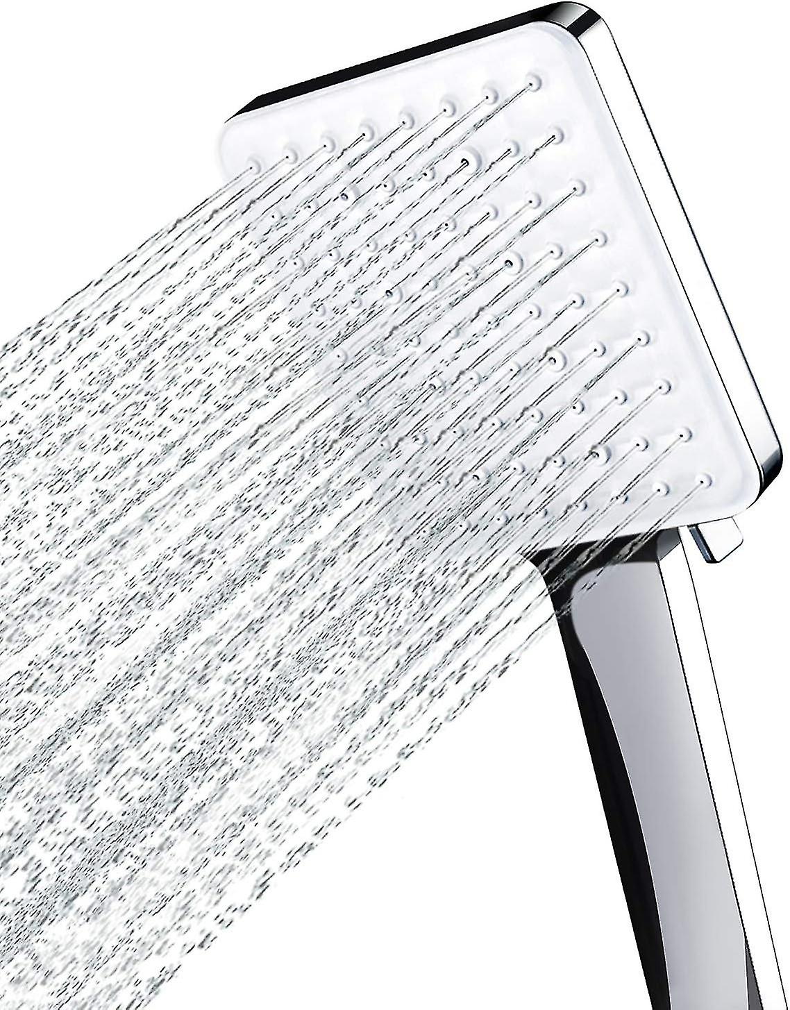 Shower Head, Large Square Shower Head with One Hand Control, High Pressure Shower Head with 6 Shower