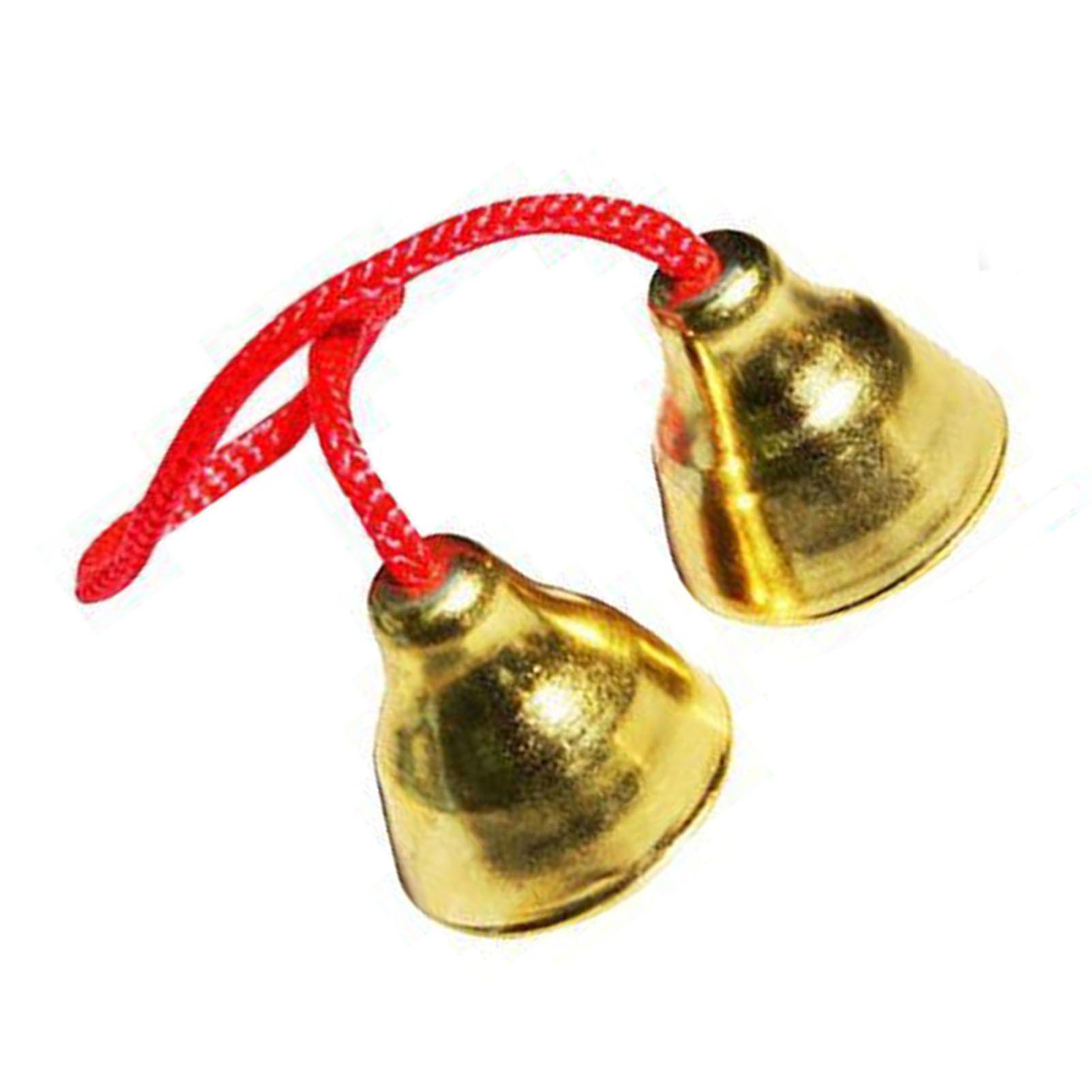 2Pcs Metal Bells with Red String, Small Portable Rounded Corner