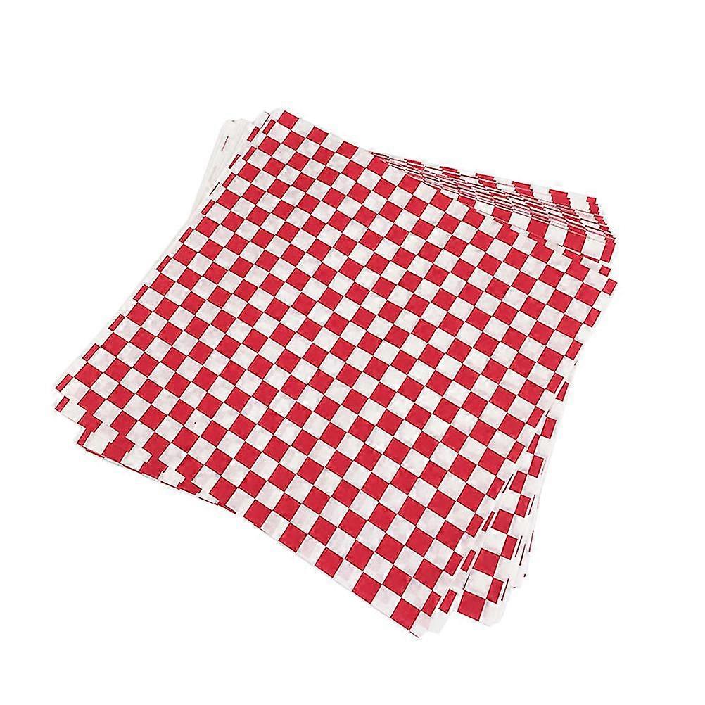 200PCS Red and White Grid Pizza Oil Paper Sheet Fried Food Paper Liners Wrapping Paper for Baking Pastry