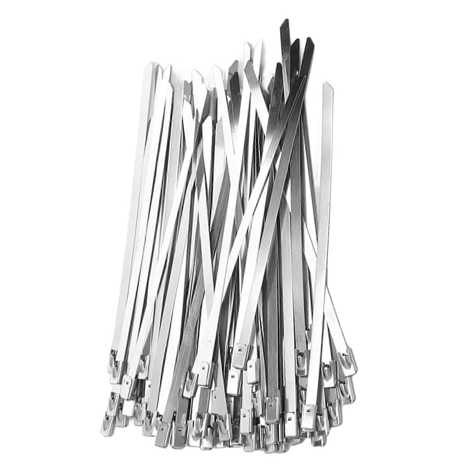 100Pcs Stainless Steel Cable Ties Self-Locking Hose Zip Tie Set