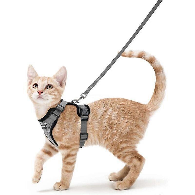 Cat Harness Small Dog Leash Adjustable Kitten Harness Gray