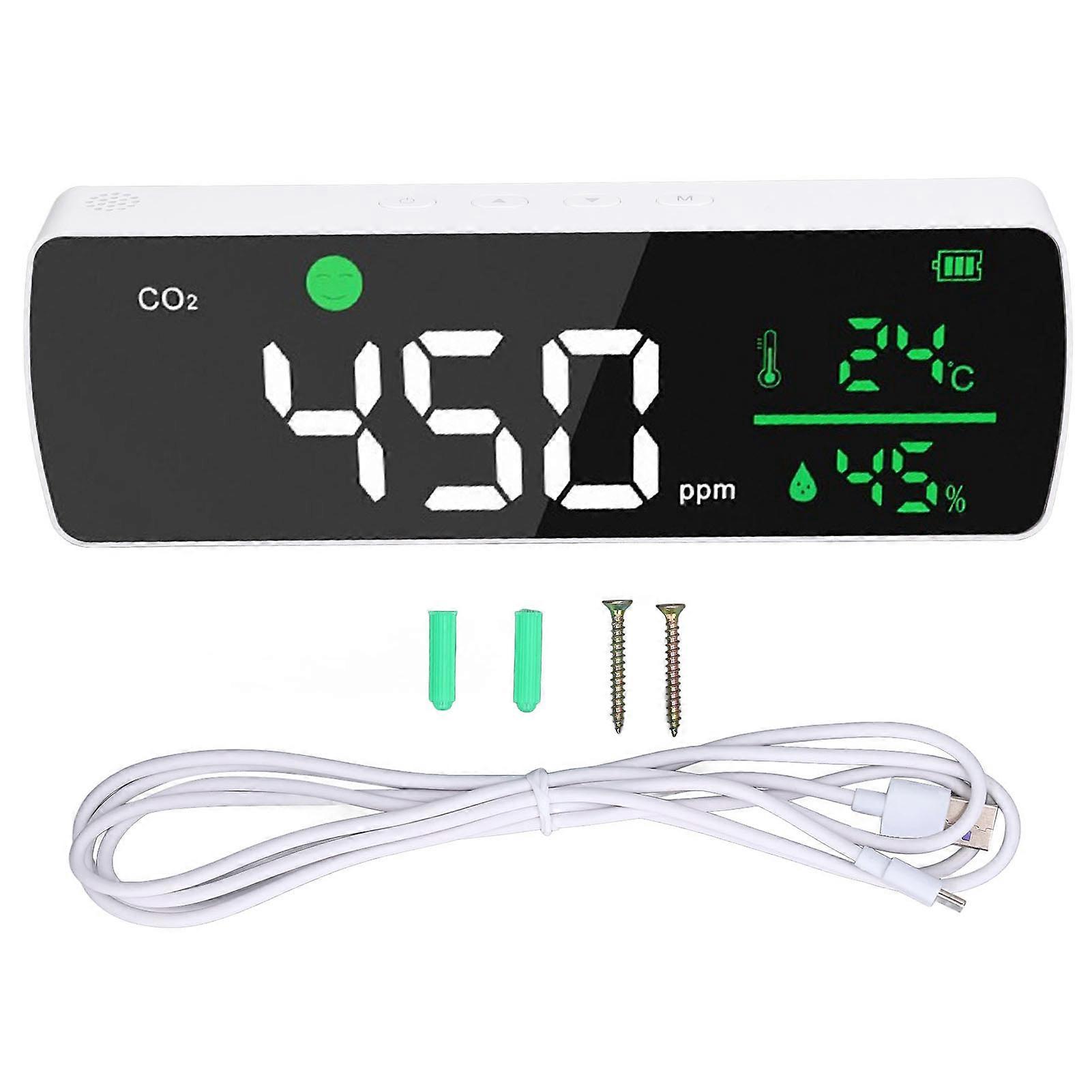 CO2 Monitor Far Infrared 400 to 5000PPM Accurate Measurement Minus10C To 50C with USB Charging for Rooms Offices NO.1468
