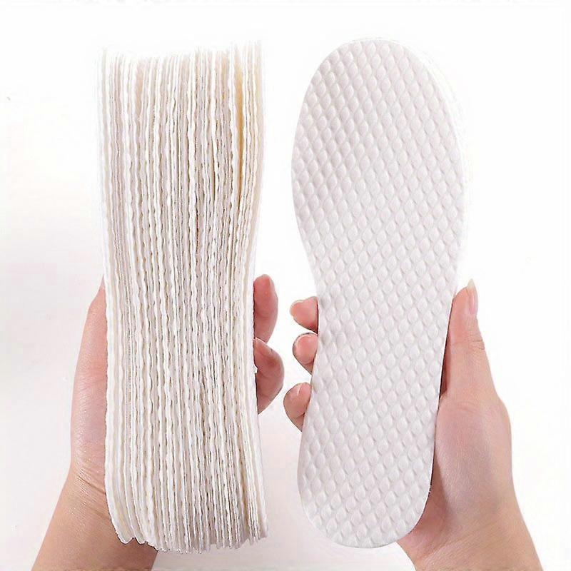 10 Pairs of Ultra-Breathable, Sweat-Absorbing, Comfortable Disposable Insoles - Made from Natural Wood Pulp and Soft Cotton - Thin, White, and Perfect