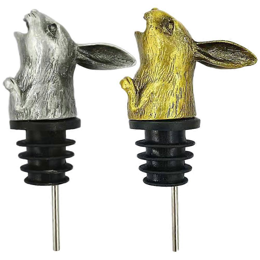 2pcs Wine Verser Rabbit Head Acier inoxydable Wine Verser Bunny Head Wine Bottle Verser Spout