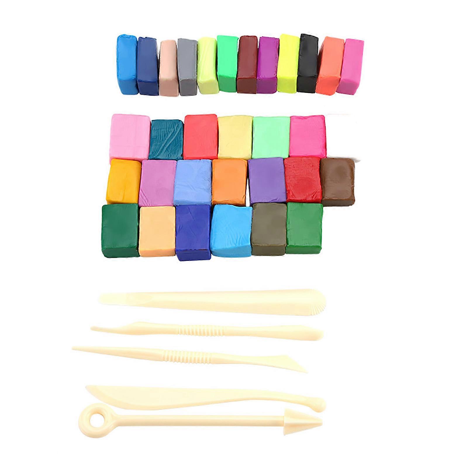 Polymer Clay Tool Set 32 Color Oven Bake with 5 Sculpting Tools DIY Soft Craft Modelling Kit