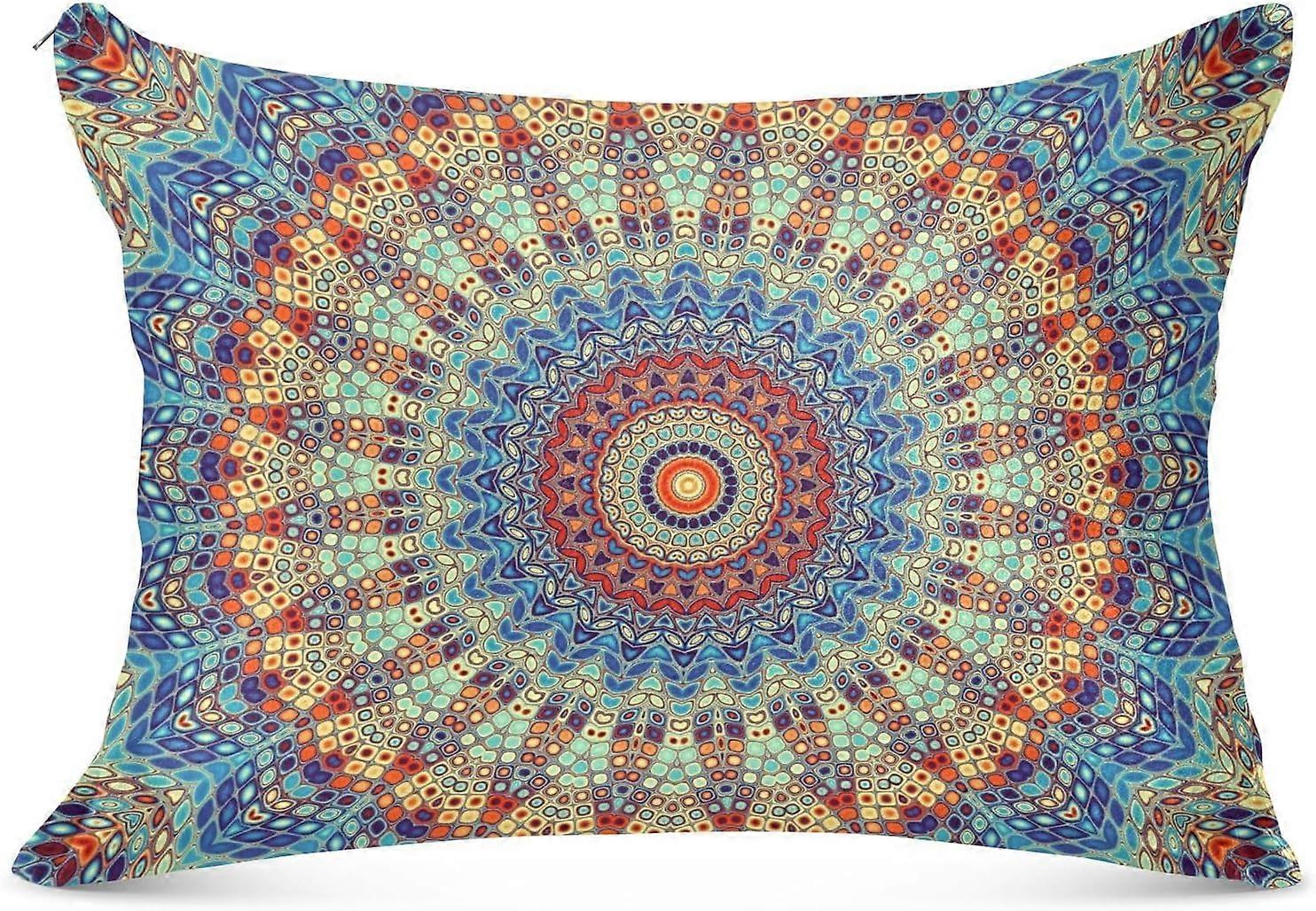 Fronha Boho Mandala com Zíper Capa de Almofada de Corpo Macio com Zíper Tamanho Padrão Capa de Almofada para Travesseiro de Corpo Almofada Longa Almofada Pequena 20x26in