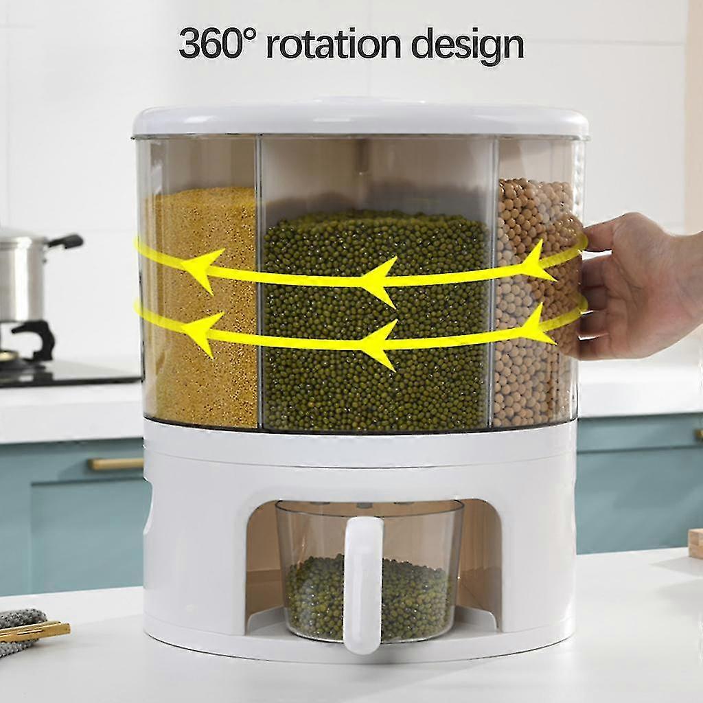 Rotating Food Dispenser Storage Dust-proof Moisture-proof Insect-proof Movable Partitions Moisture-proof For Cereal Nuts