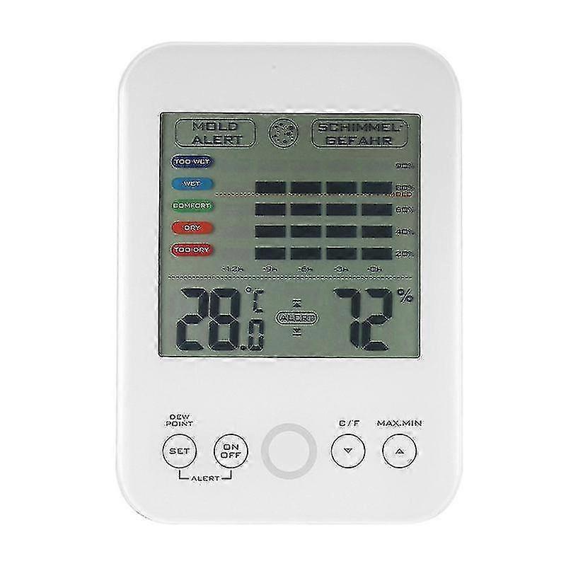 Schimmelalarm digitale hygrometer thermometer met schimmelalarm en LCD-scherm touch screen binnenthermometer en hygrometer 5-niveau schaal