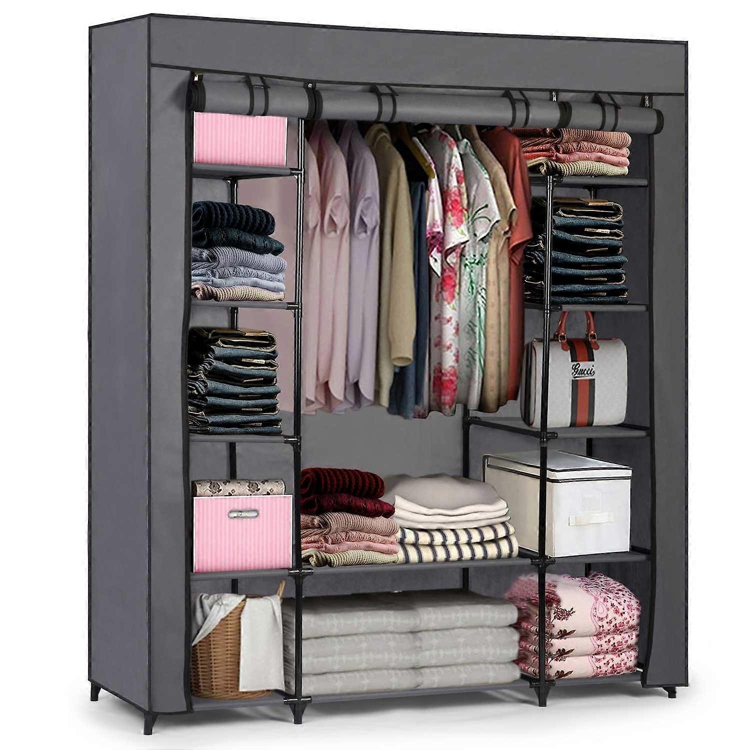 Large textile wardrobe Massido - graphite grey