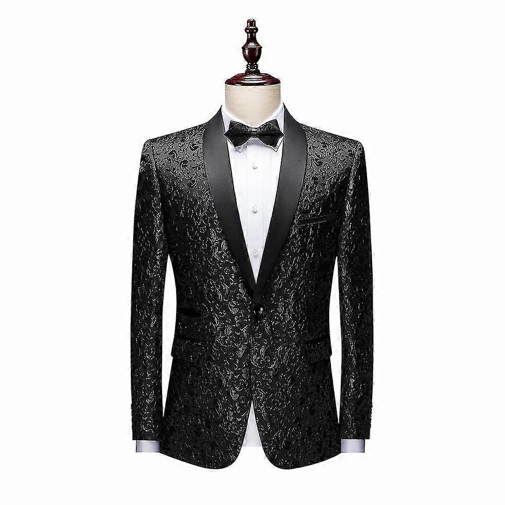 メンズ フローラル タキシード ジャケット ラグジュアリー 刺繍ウェディング ディナー ブレザー