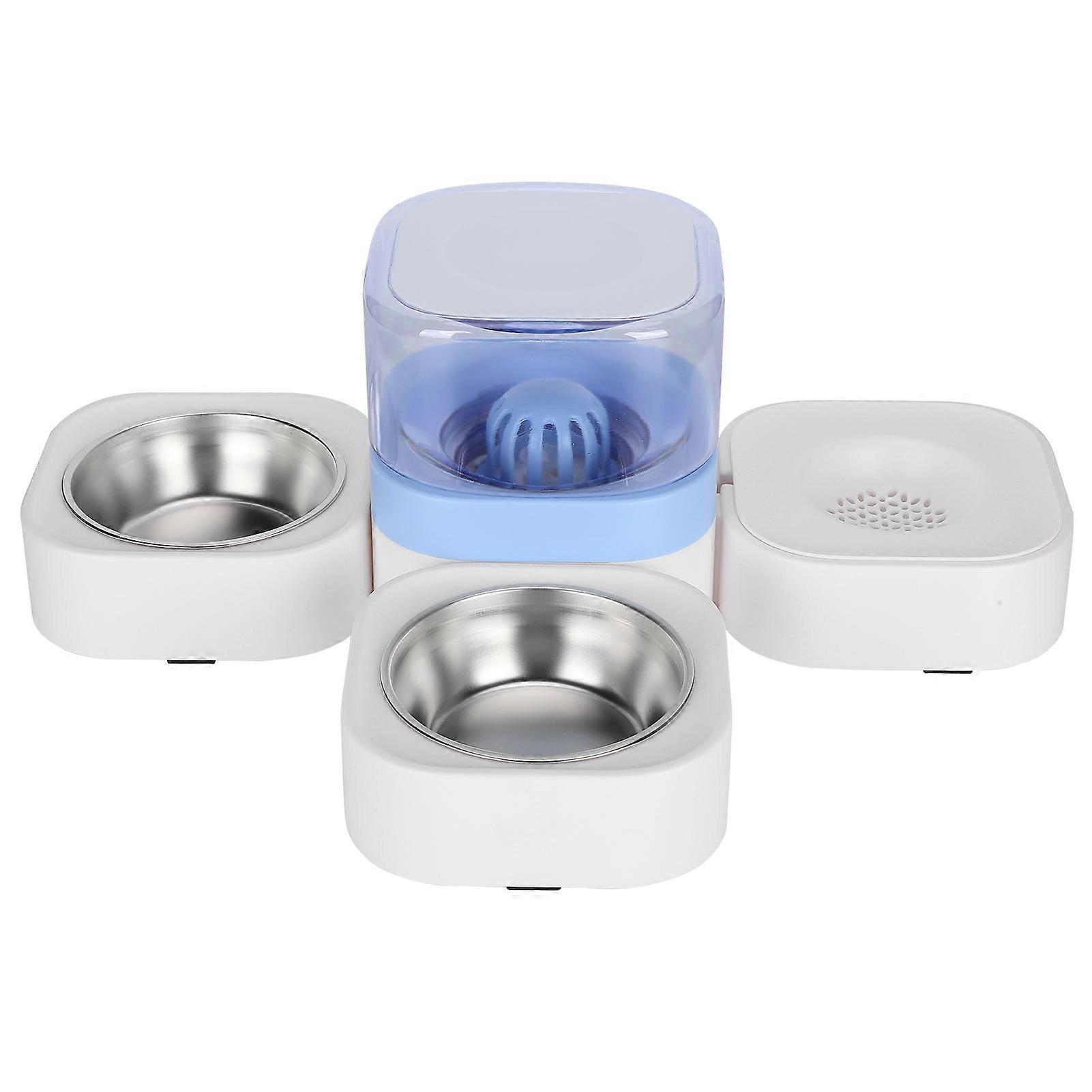 Alimentation automatique multifonction pour animaux de compagnie Chat Chien Fontaine à eau Multibowl Design Supply (Fontaine à boire avec double bol (bleu))