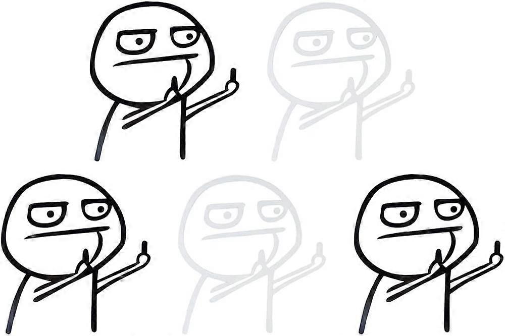 חבילה של 5 מדבקת אצבע אמצעית, מדבקת רכב מצחיקה לקיר, חלון, מחשב נייד, אופנוע (שחור לבן)