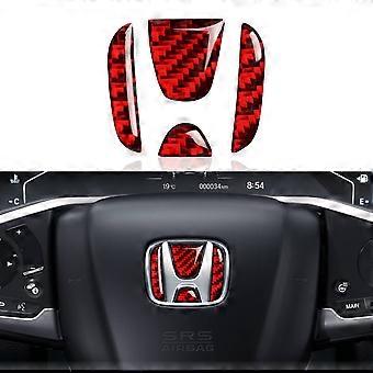 Carbon Fiber Honda Emblem Badge – Front Grille & Trunk – Gloss Black With Red Accent For 10th Gen Civic