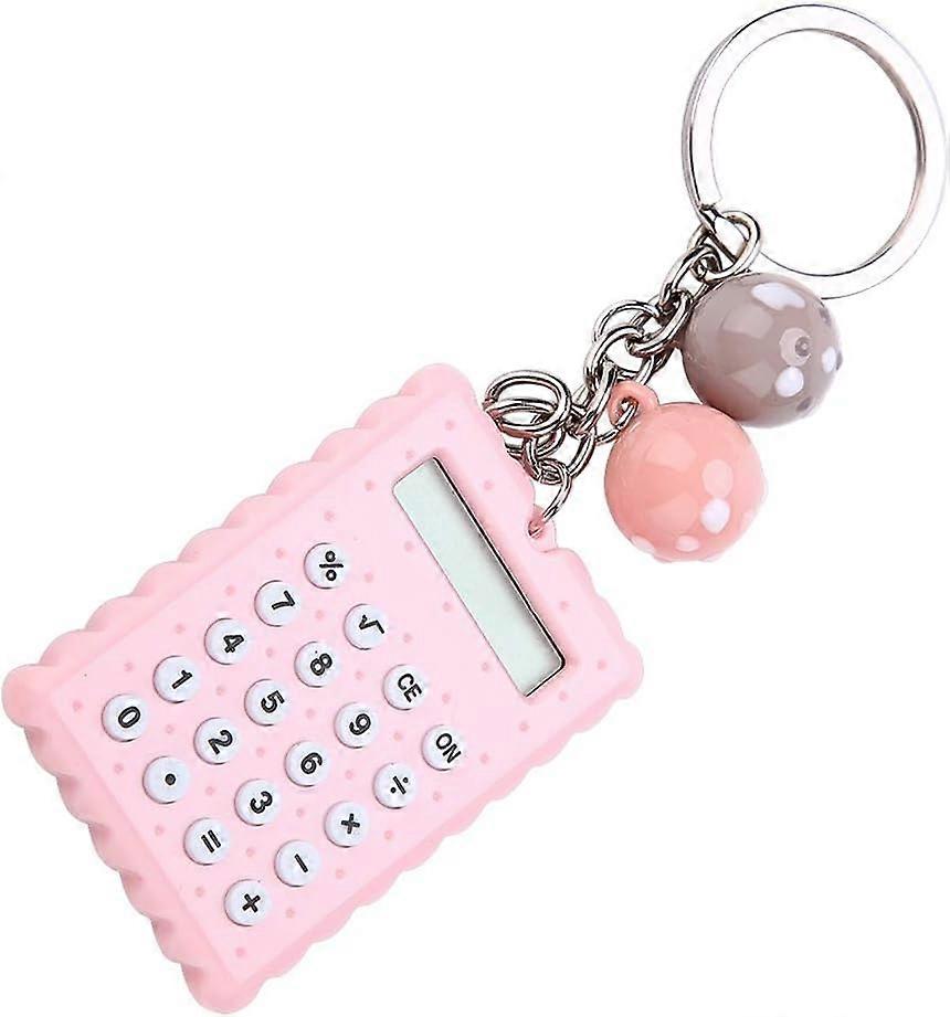 Mini Portable Cute Cookies Style Key Chain Calculator Candy Color Pocket Calculator Pink