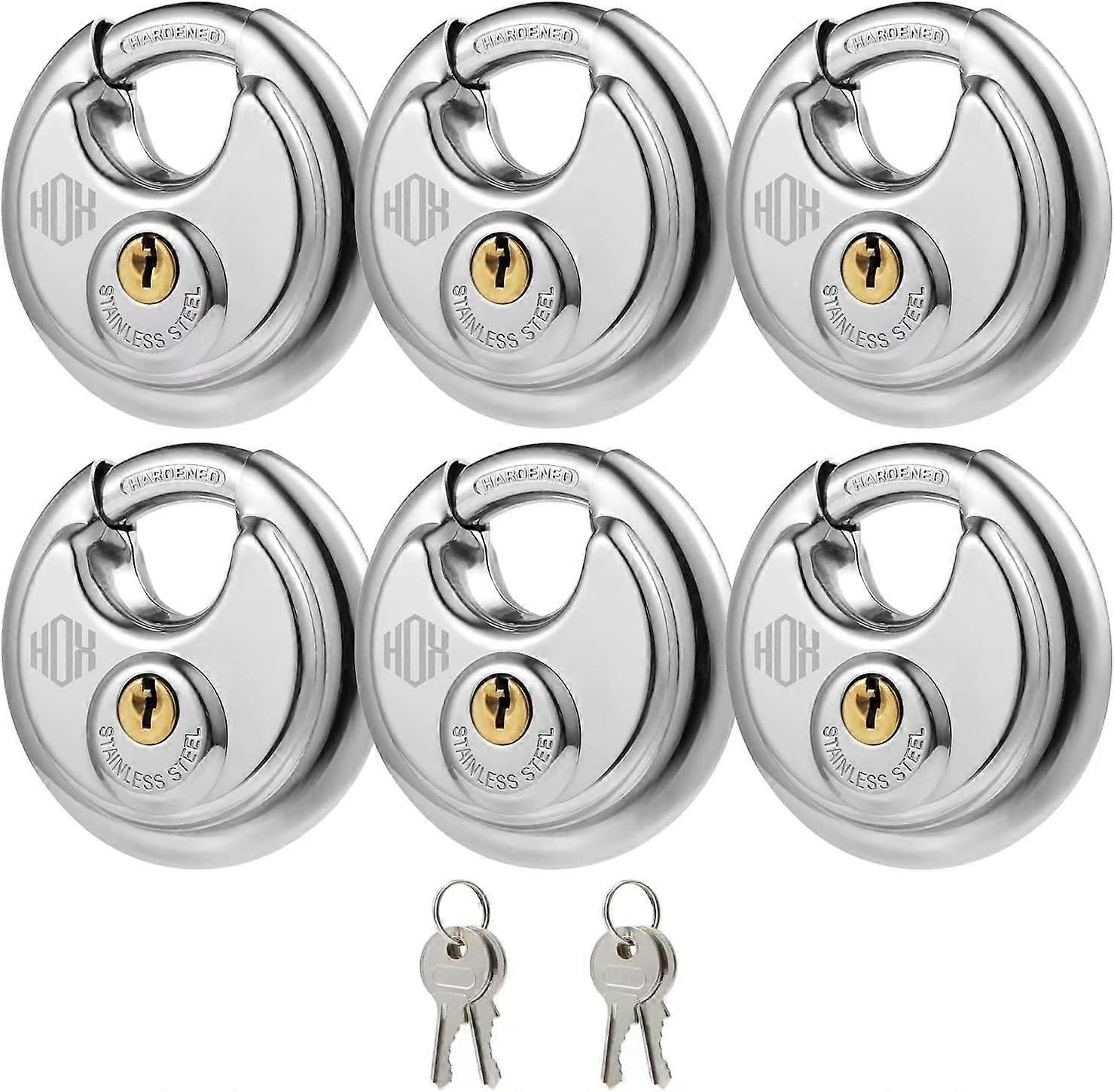 Cadenas à disque à clé, cadenas à clé identique en acier inoxydable, serrures robustes, étanches et antirouille avec anse de 3/8 pouce, corps de 2-3/4 pouce de large