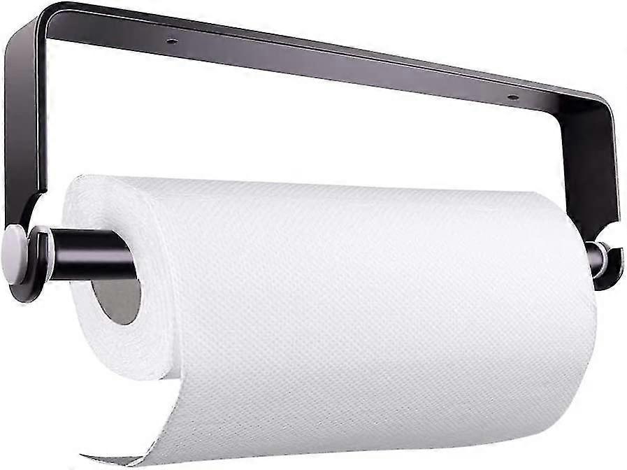 Under Cabinet Kitchen Roll Holder Wall Mounted & Self Adhesive Black Kitchen