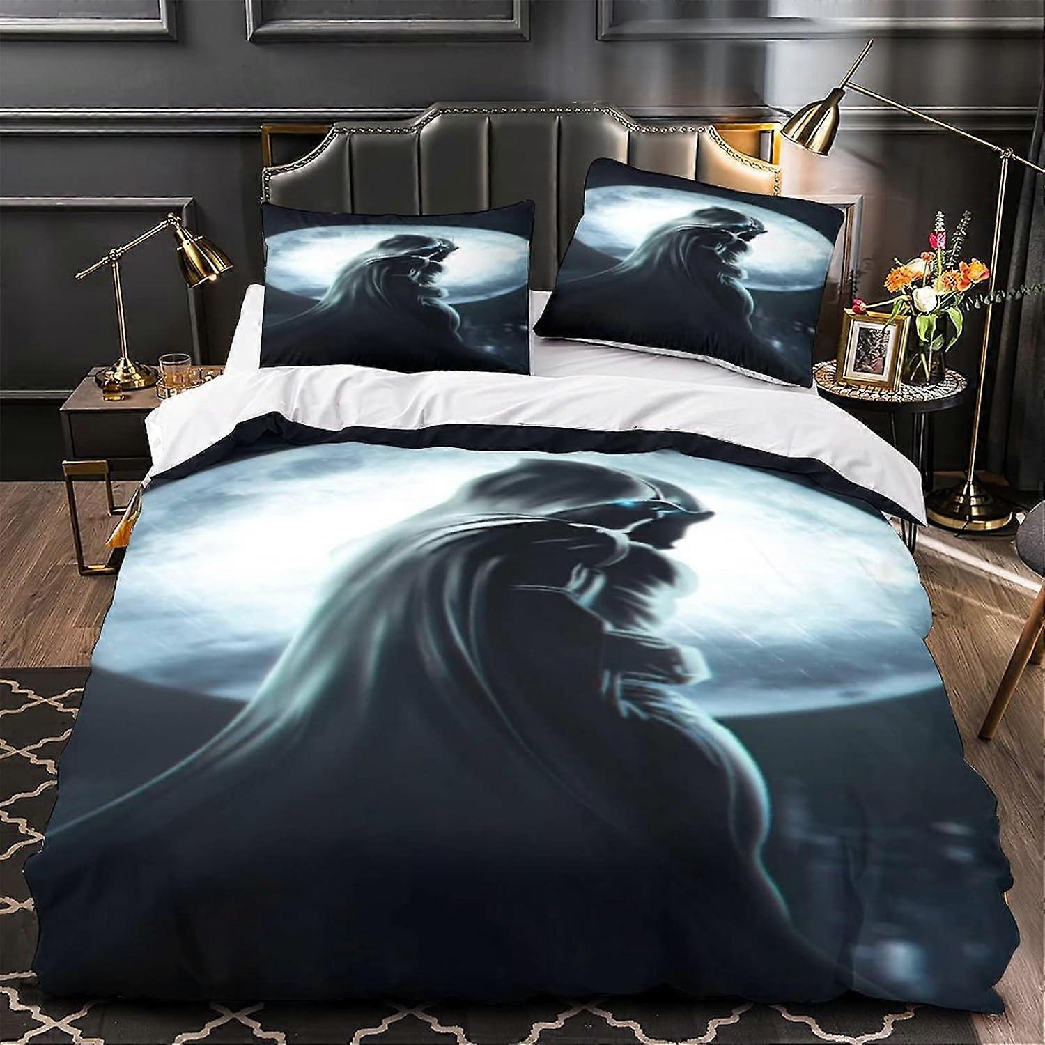 Moon Knight D Marvel Printed Effect Duvet Cover Set with Pillowcases,Microfiber Superhero Bedding Set Single Comforterx 135*200 CM