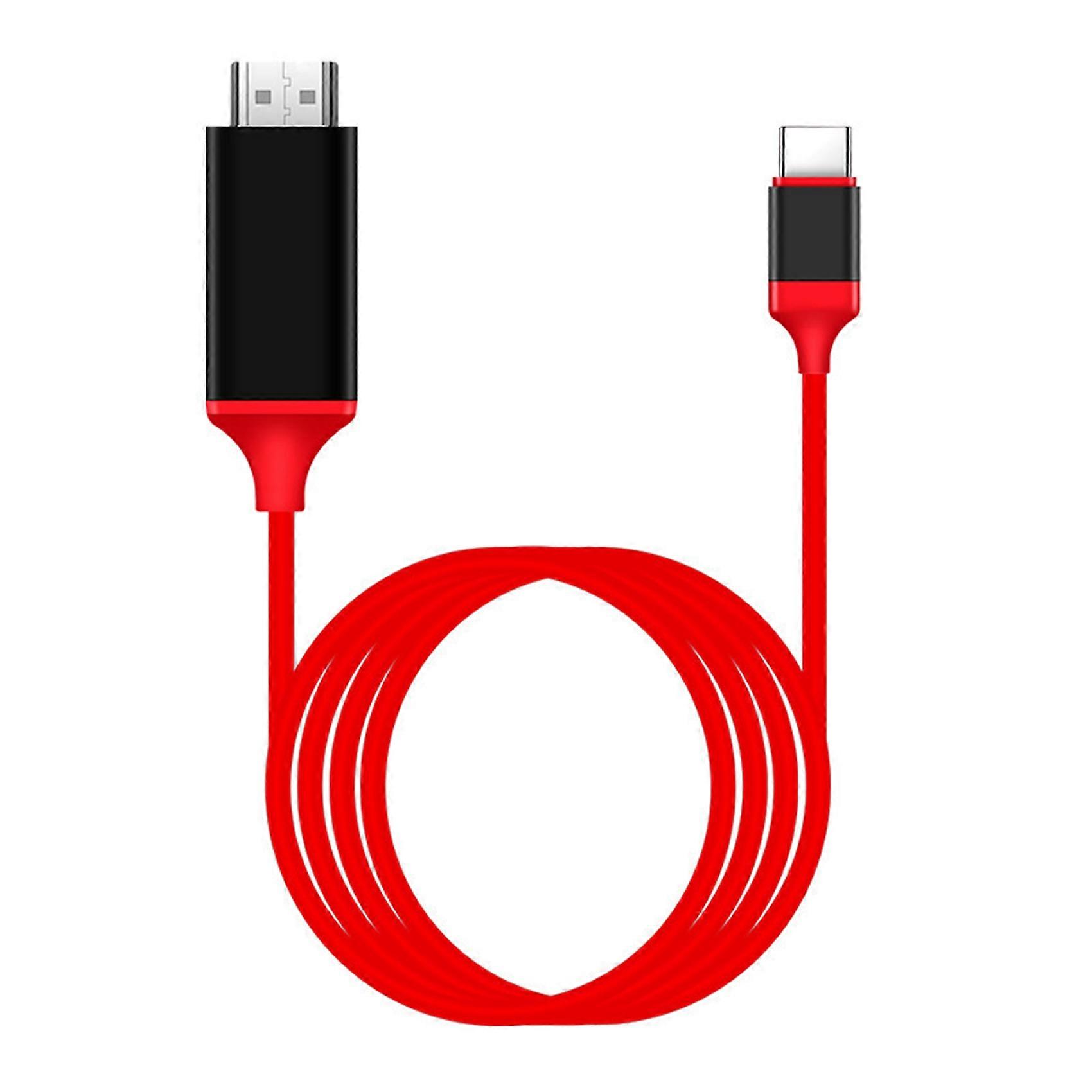 Type-C To - Adapter Cable 60Hz High-Definition Cable for Laptop Projection Screen Cable Red