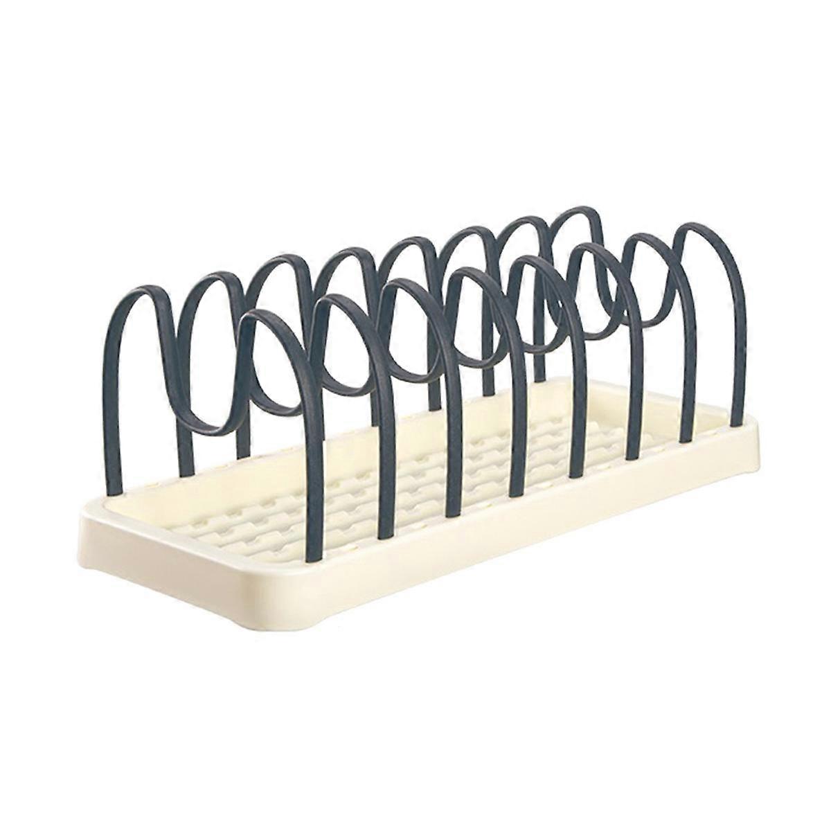 Pots and Pans Organizer for Cabinet, Pot Lid Holder for Kitchen Counter with Adjustable Plug-in Div