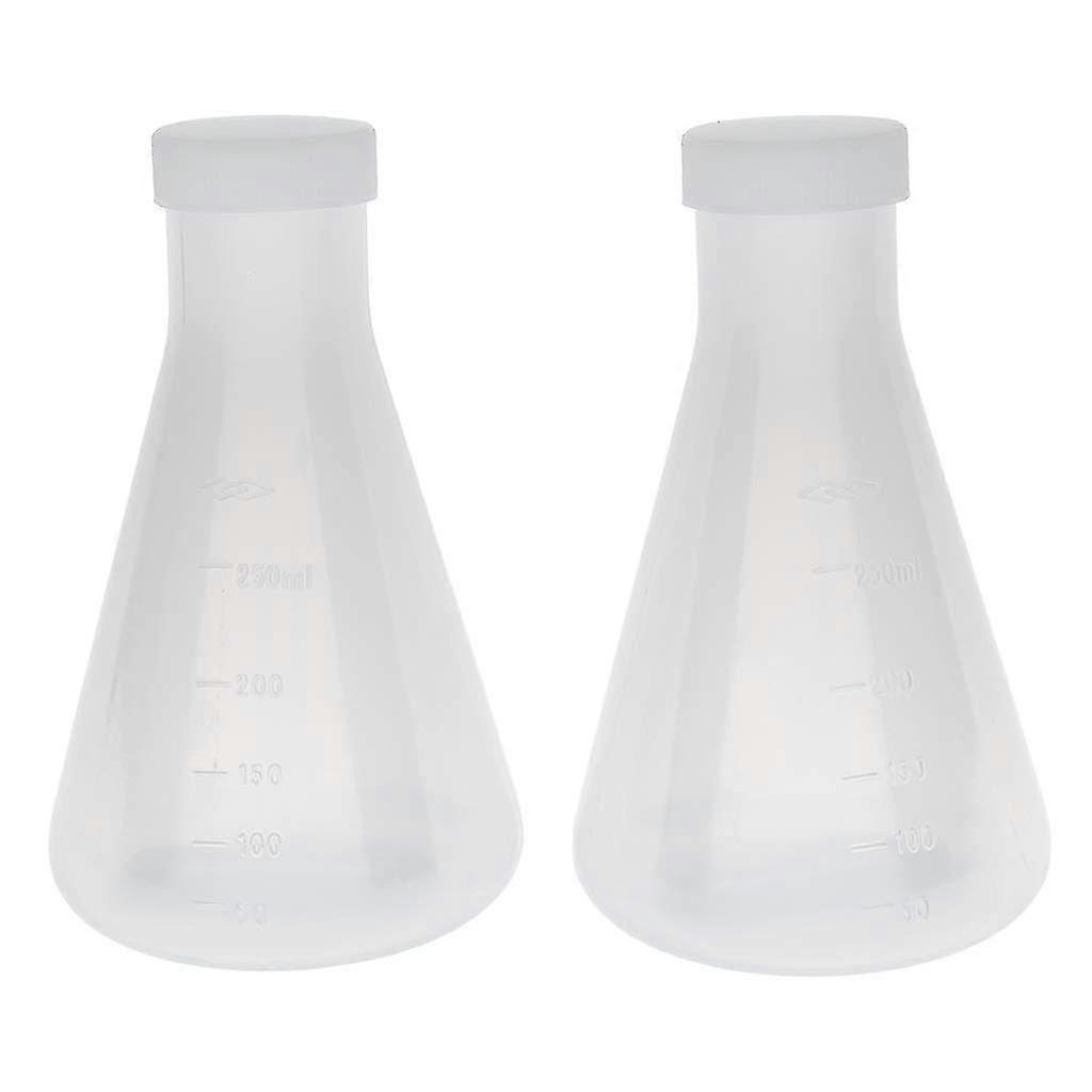 Laboratory Graduated Plastic Conical Erlenmeyer Flask, Measurable, Thick Wall, Two Bottles of 250Ml