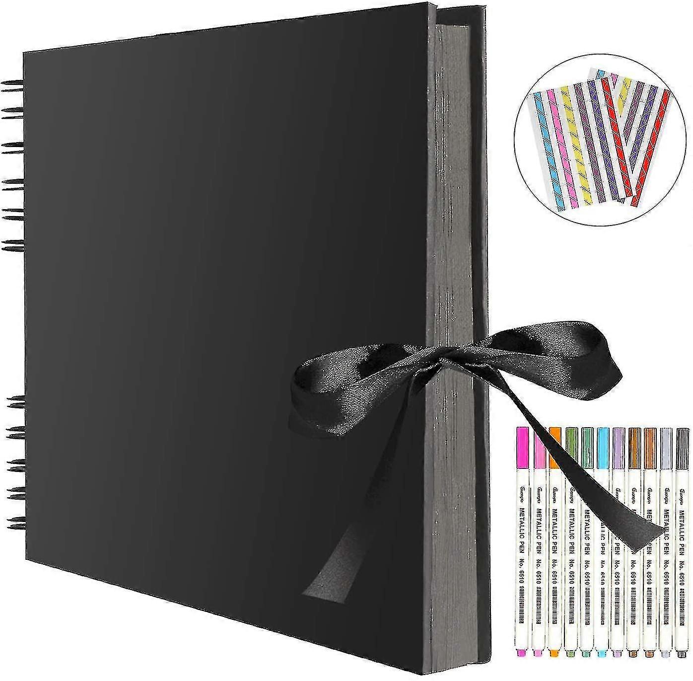 Photo Album 80 Black Pages Scrapbook Photo Album To Design Yourself 40 Sheets 28 X20cm Photo Book To Glue In Diy