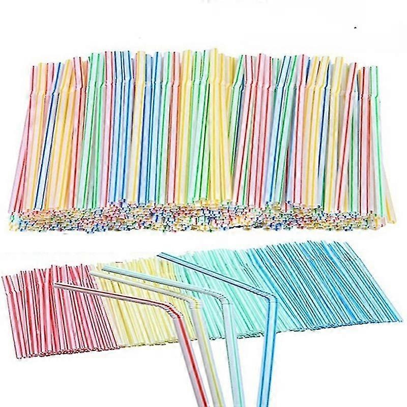 100pcs Flexible Plastic Disposable Drinking Straws