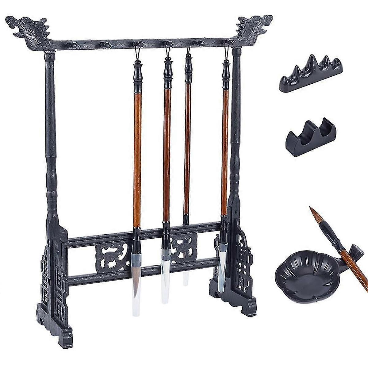 Portapennello a 12 pin, cinese giapponese Calligrapghy pennello Hanger intaglio calligrafia Sumi portapennello