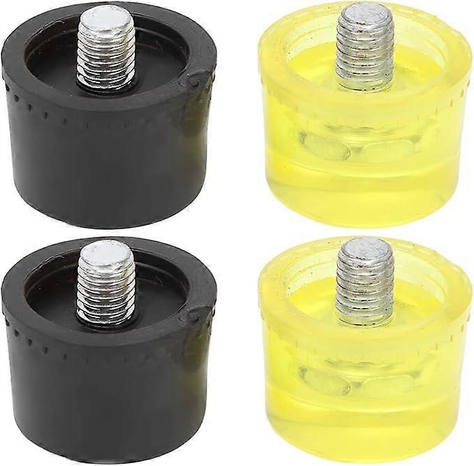 Rubber Hammer Replacement Heads, 2 Sets of Yellow and Black Pounding Mallet Accessories, Hammer Mounting Accessories (40mm)